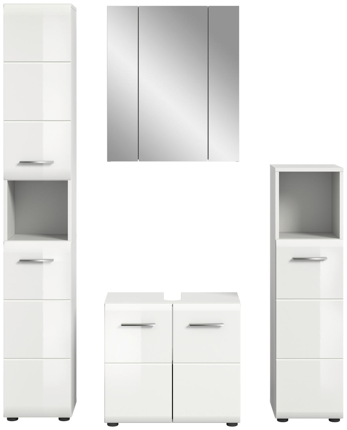 Badezimmer-Set Ice weiß weiß Hochglanz B/H/T: ca. 150x185x30 cm Ice - weiß (150,00/185,00/30,00cm) - xonox.home