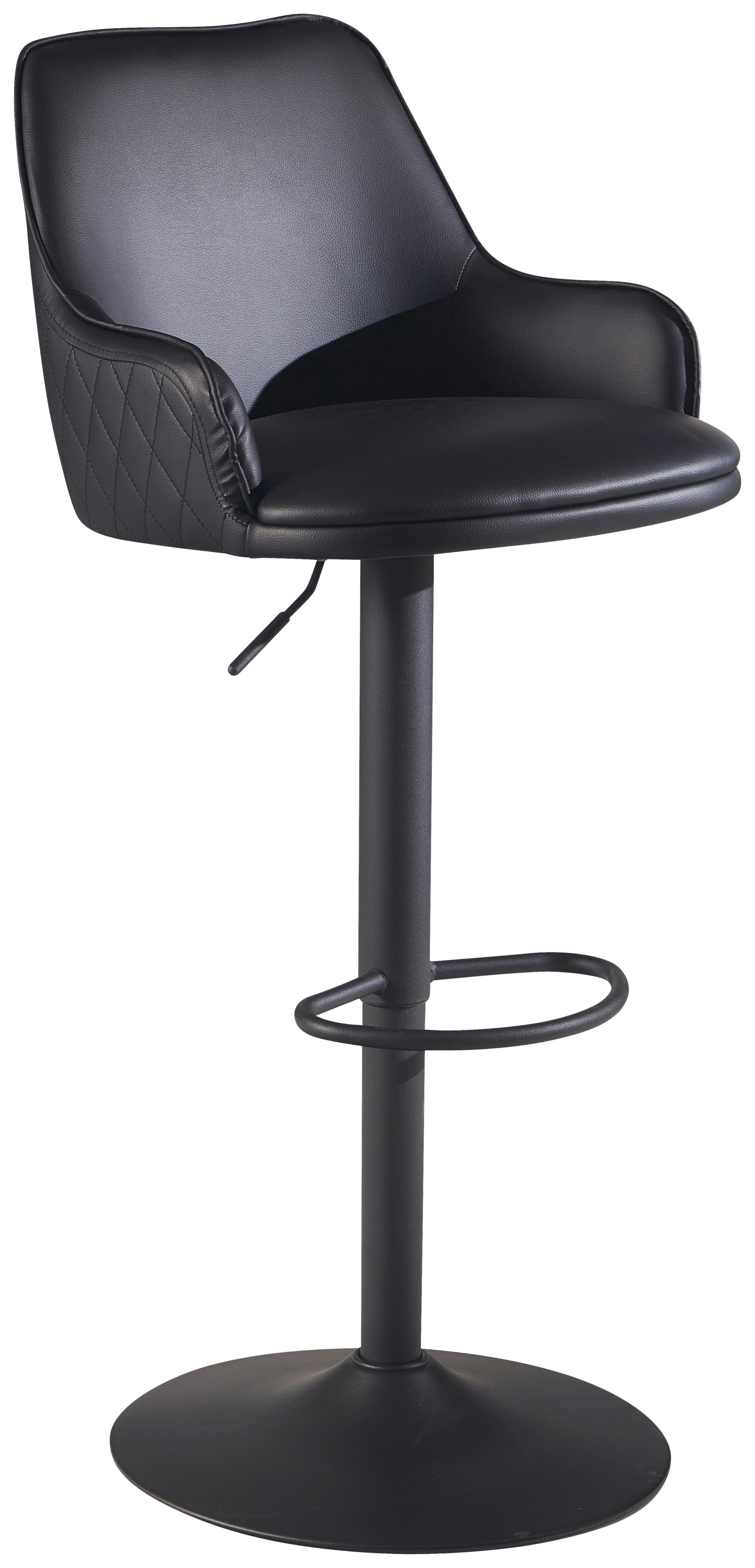 Barhocker schwarz schwarz Kunstleder Eisen B/H/T: ca. 45x106x45 cm Barhocker - schwarz (45,00/106,00/45,00cm) - Wohnling