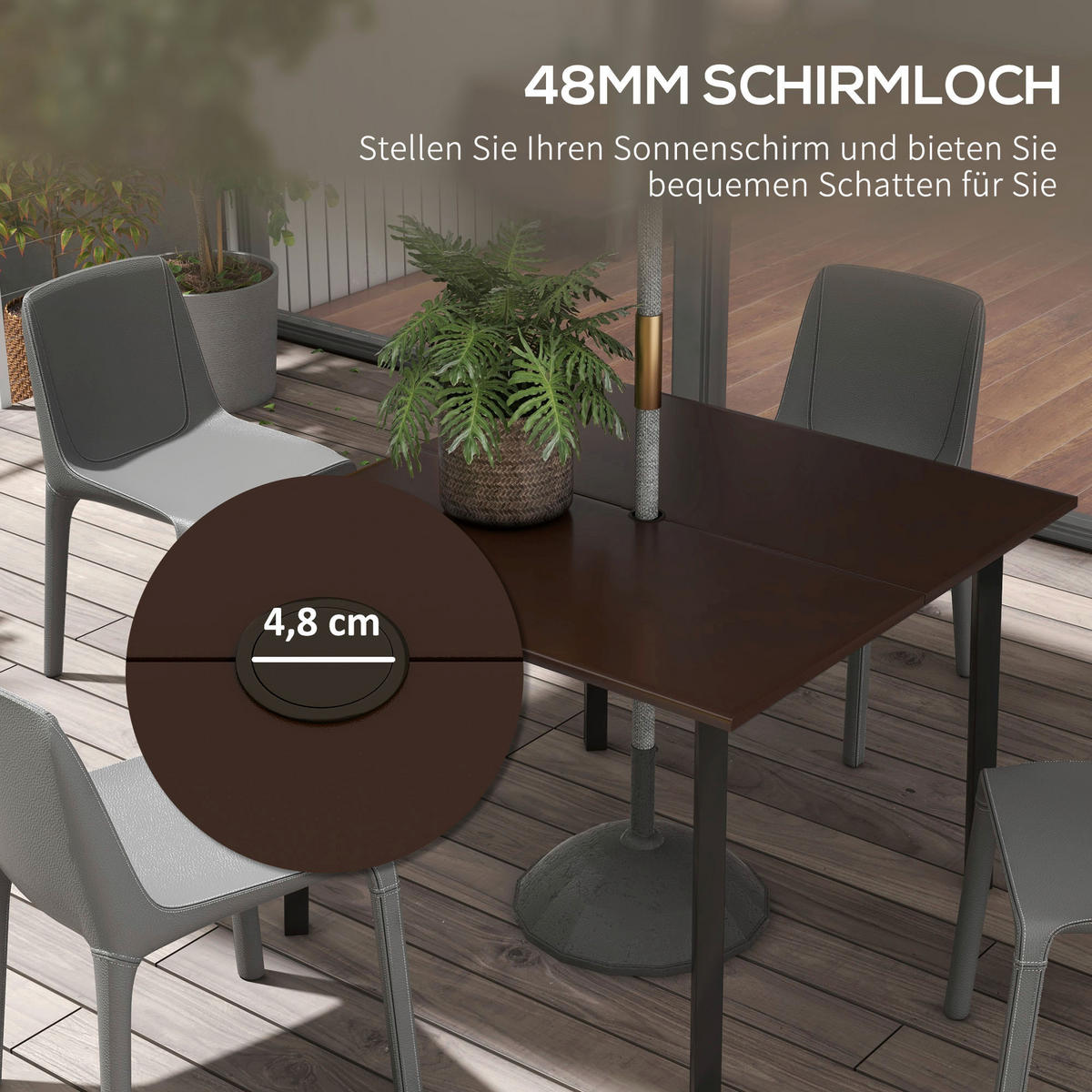 Outsunny Gartentisch braun Polypropylen B/H/L: ca. 100x100x72 cm Gartentisch - braun (72,00/100,00/100,00cm) - Outsunny
