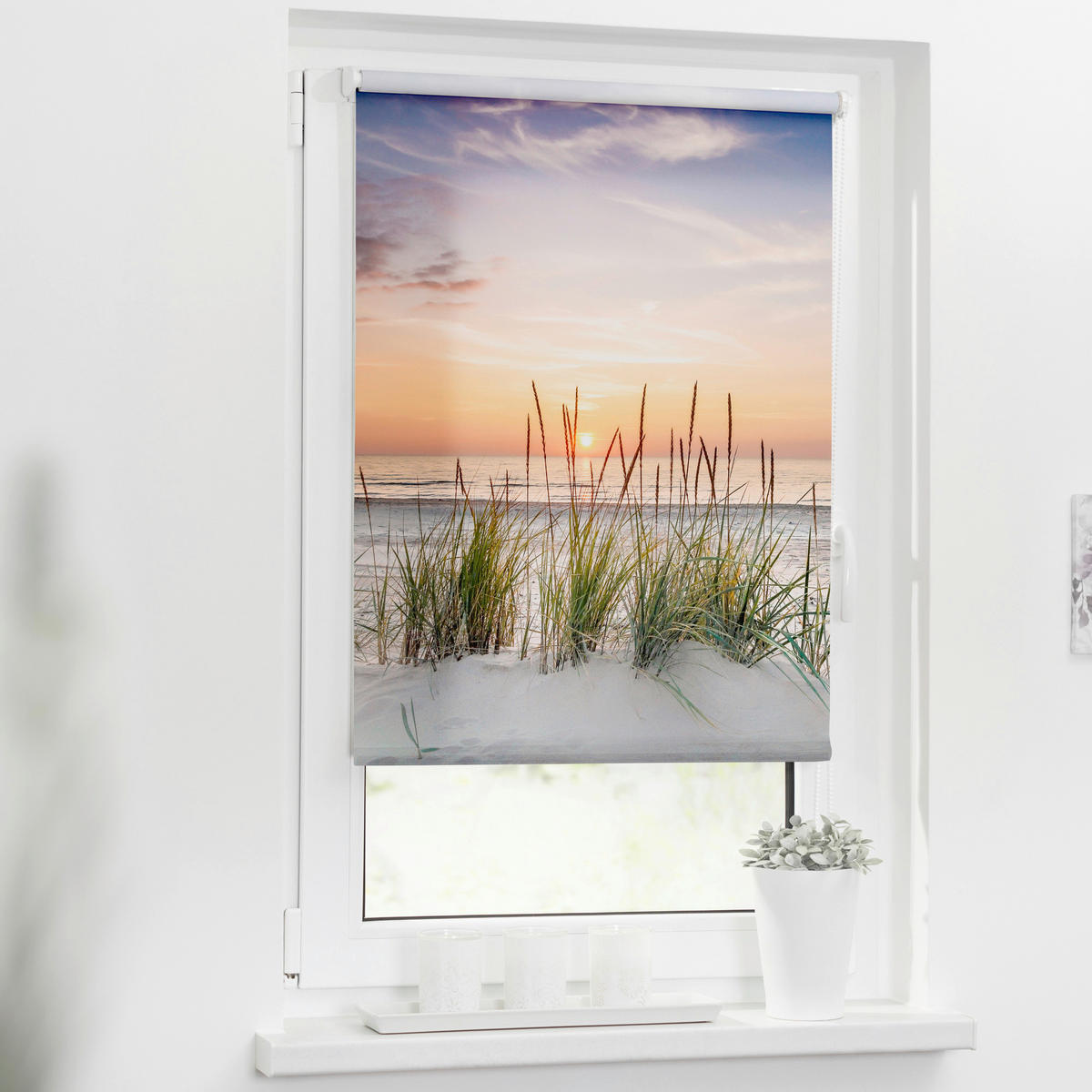 Verdunkelungsrollo Nordseestrand weiß B/L: ca. 80x150 cm Nordseestrand - weiß (80,00/150,00cm) - LICHTBLICK