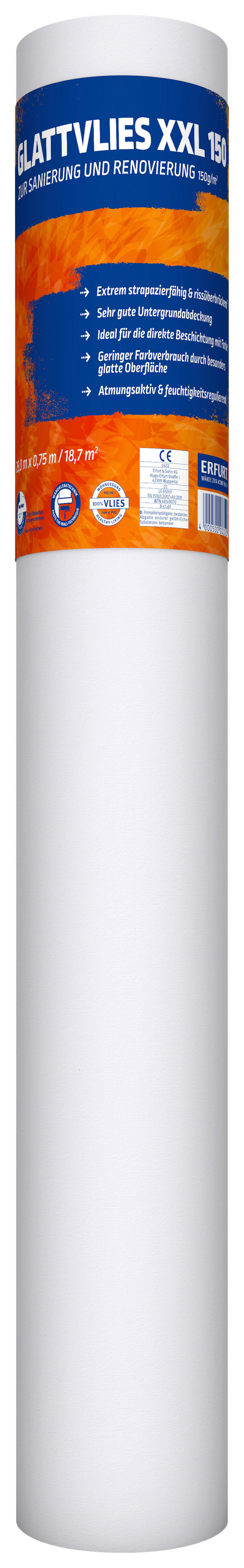 Erfurt Glattvlies weiß B/L: ca. 75x2500 cm Glattvlies_XXL150 - weiß (75,00/2500,00cm) - Erfurt