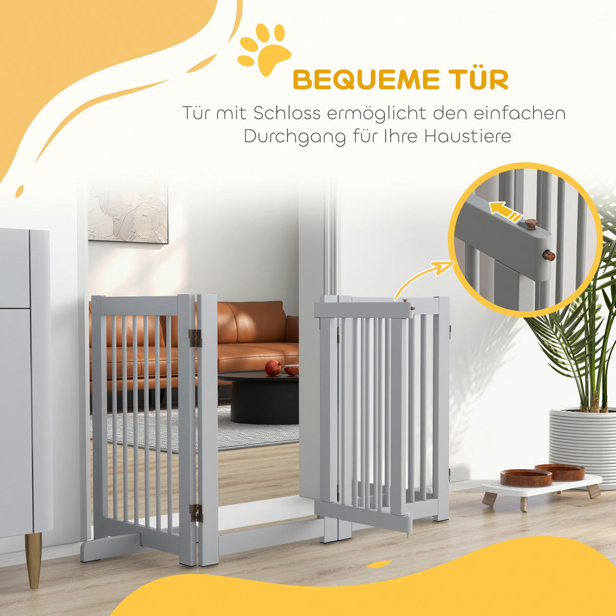 PawHut Schutzgitter hellgrau Kiefer B/H/L: ca. 36x75x204 cm Schutzgitter - hellgrau (204,00/36,00/75,00cm) - PawHut