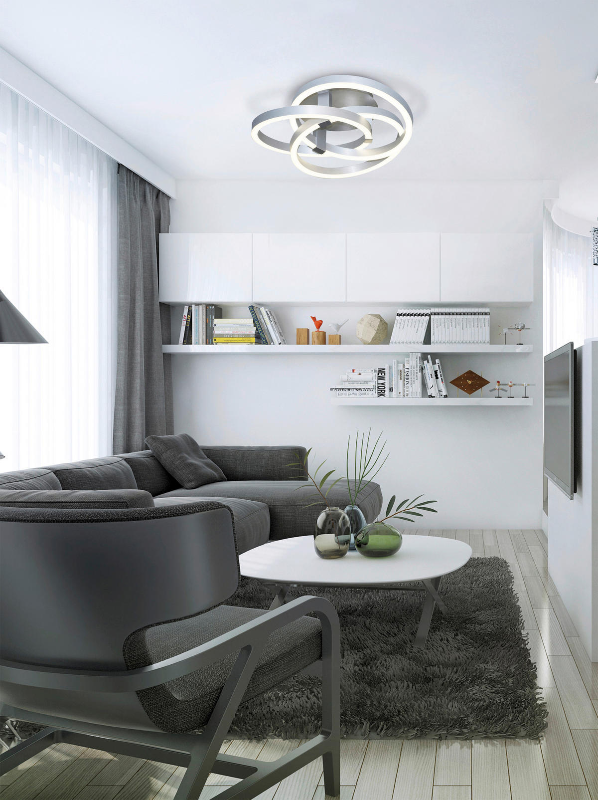 Näve Leuchten Deckenleuchte 1374460 Alu Metall Kunststoff B/H/T: ca. 70x19x70 cm null 1 Brennstellen Divora - Alu (70,00/19,00/70,00cm) - Näve Leuchten