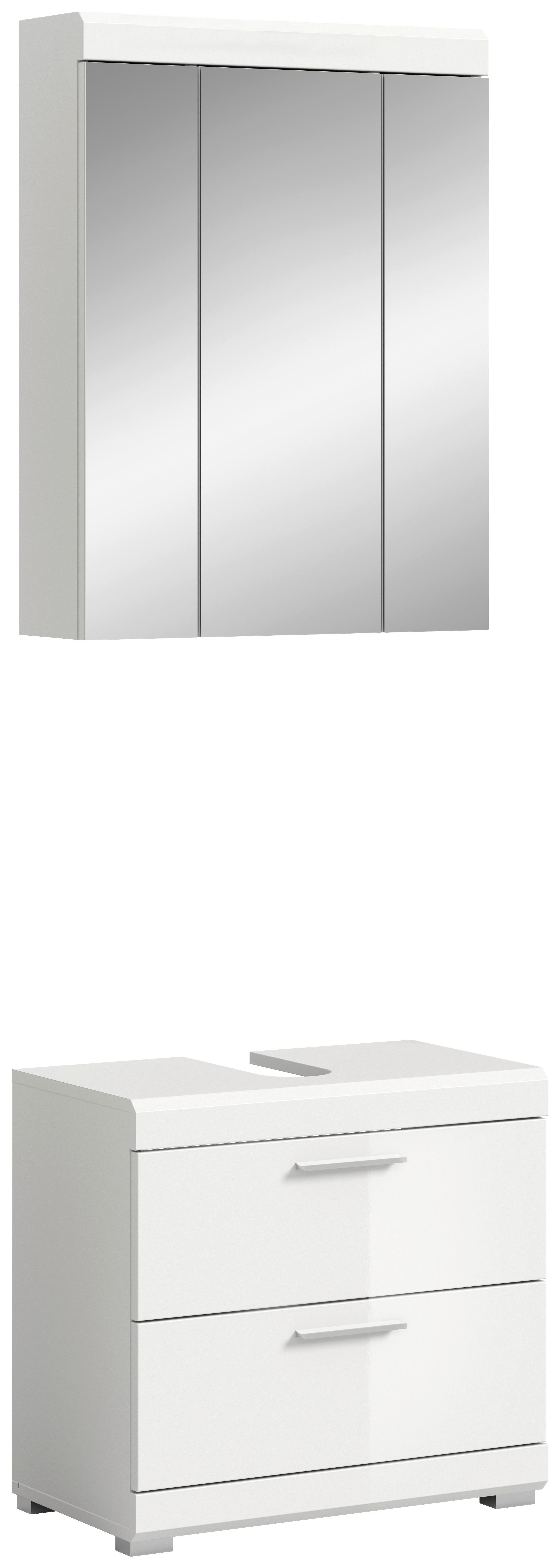 Badezimmer-Set Scout weiß weiß Hochglanz B/H/T: ca. 60x191x37 cm Scout - weiß (60,00/191,00/37,00cm) - xonox.home