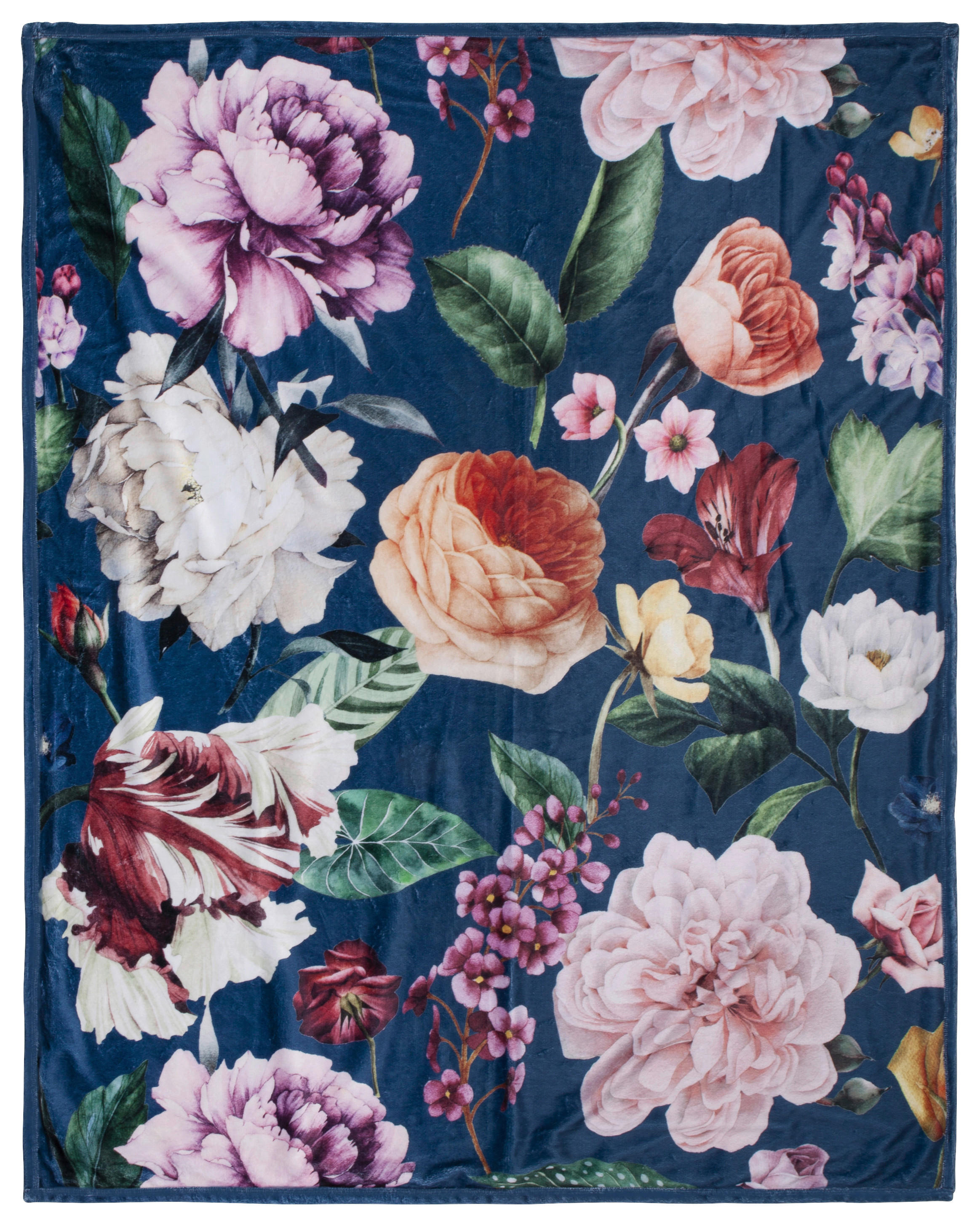 Wohndecke Fiori Polysamt Fiori - blau (130,00/160,00cm) - Descanso