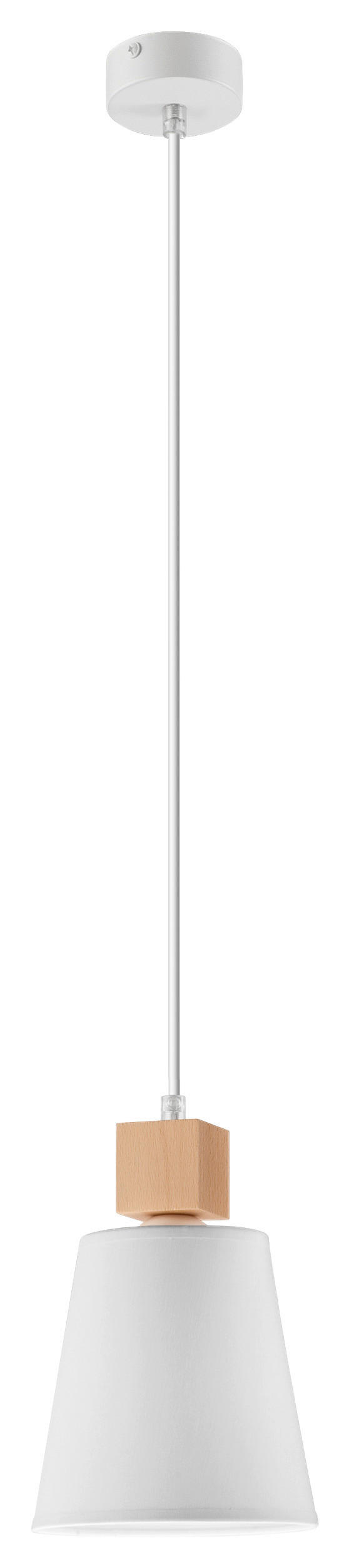 Lamkur Hängeleuchte weiß Stahl Holz B/H/L: ca. 31x17x31 cm E27 1 Brennstellen Augustino - weiß (31,00/31,00/17,00cm) - Lamkur