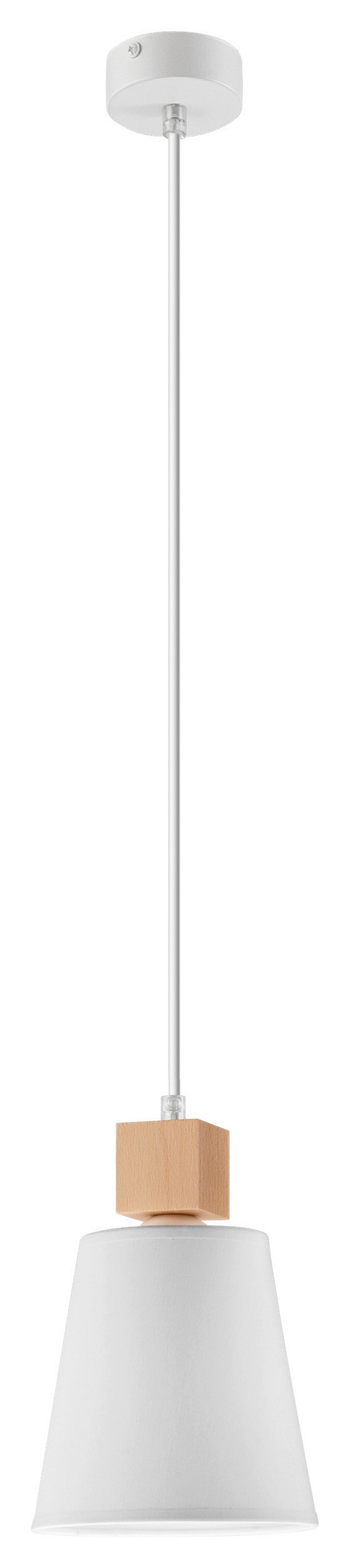 Lamkur Hängeleuchte weiß Stahl Holz B/H/L: ca. 31x17x31 cm E27 1 Brennstellen Augustino - weiß (31,00/31,00/17,00cm) - Lamkur