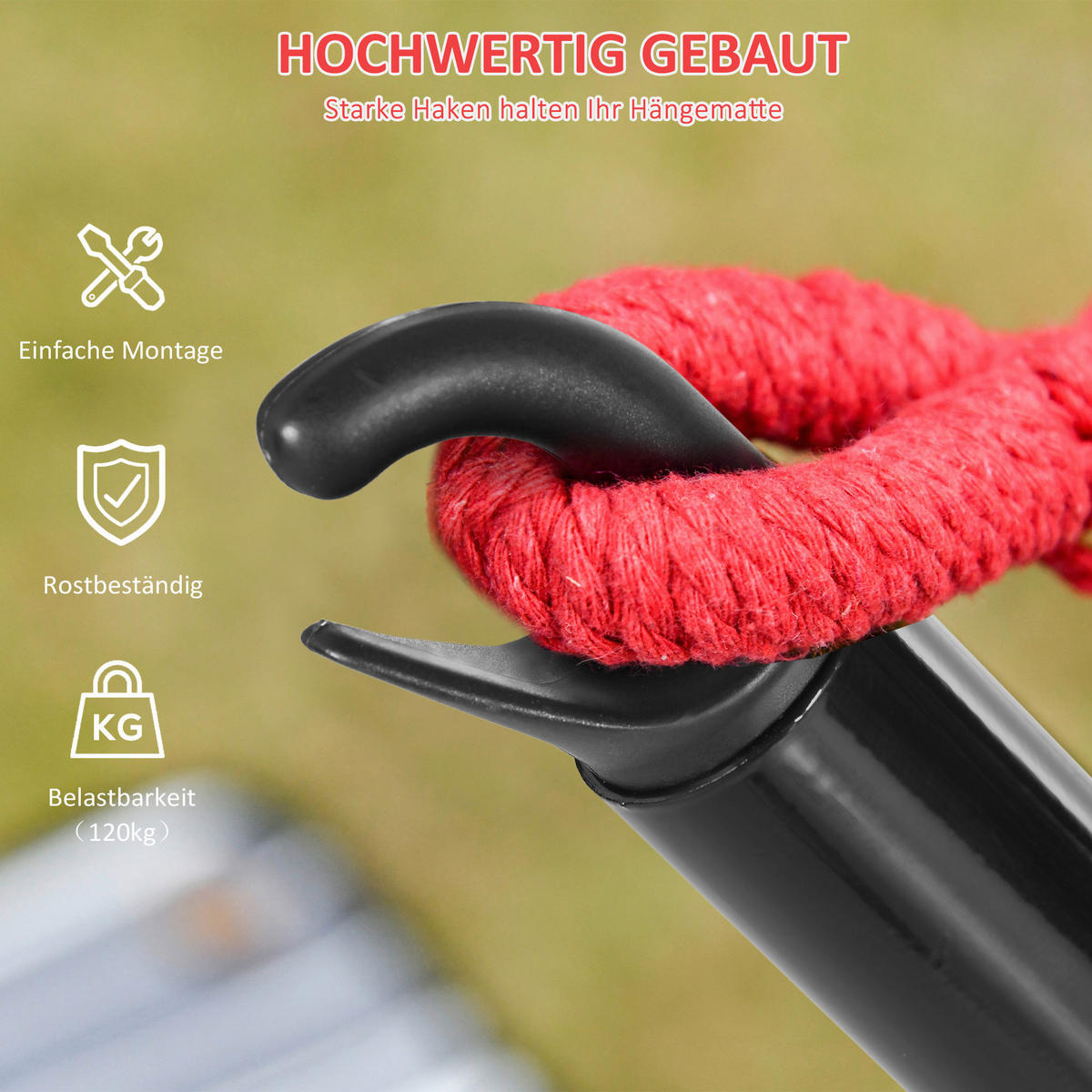 Outsunny Hängemattengestell aus Metall Hängemattengestell_aus_Metall - schwarz (300,00/90,00/100,00cm) - Outsunny