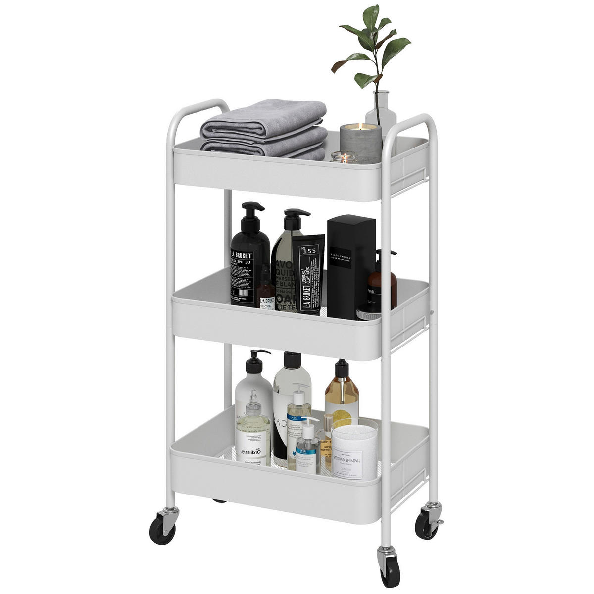 HOMCOM Küchenwagen weiß Polypropylen B/H/L: ca. 30,6x45x79 cm Küchenwagen - weiß (79,00/30,60/45,00cm) - HOMCOM