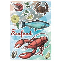 Komar Wandtattoo Seafood Tiere Seafood B/L: ca. 50x70 cm Seafood - (50,00/70,00cm) - Komar