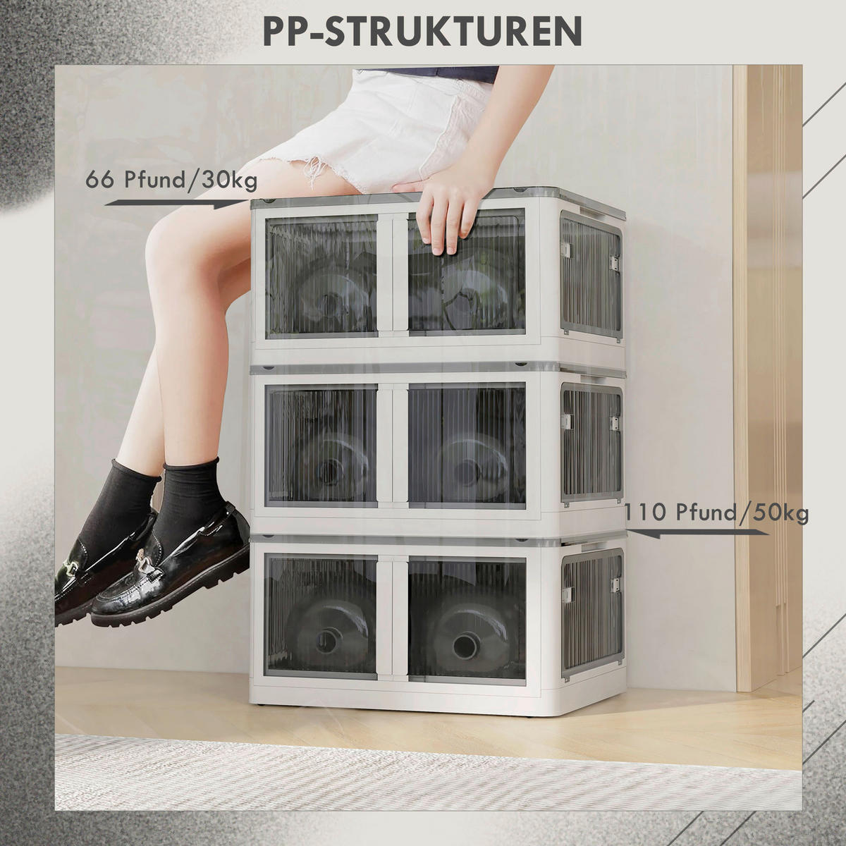 HOMCOM Aufbewahrungsbox weiß B/H/L: ca. 47x67x38 cm Aufbewahrungsbox - weiß (38,00/47,00/67,00cm) - HOMCOM