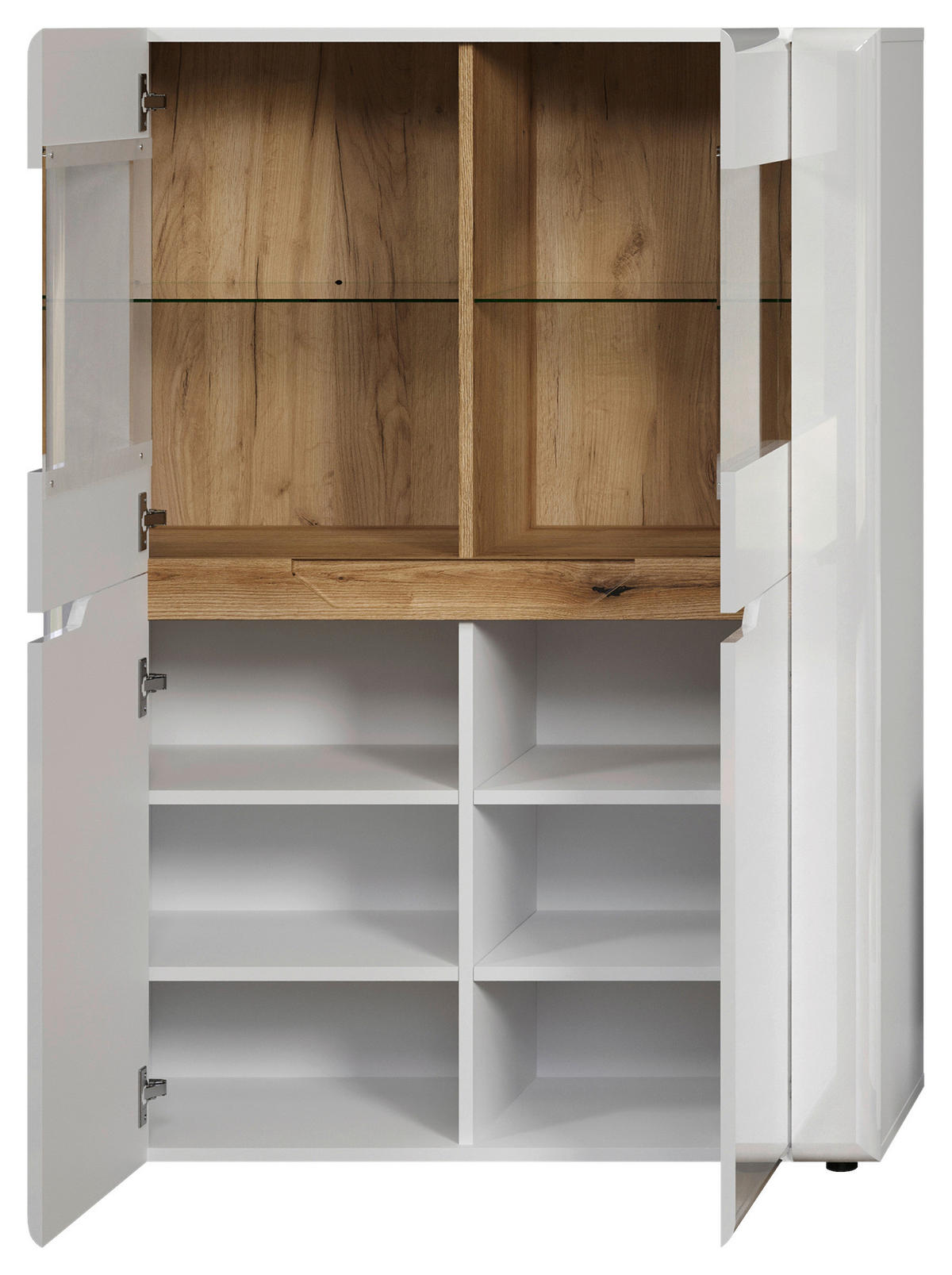 Highboard Marlon Eiche Evoke Coast Nachbildung weiß Hochglanz B/H/T: ca. 96x132x39 cm Marlon - Eiche/weiß (96,00/132,00/39,00cm)