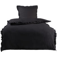 Microfaser Bettwäsche Bettwäsche_Microfaser_Rüschen - schwarz (135,00/200,00cm)