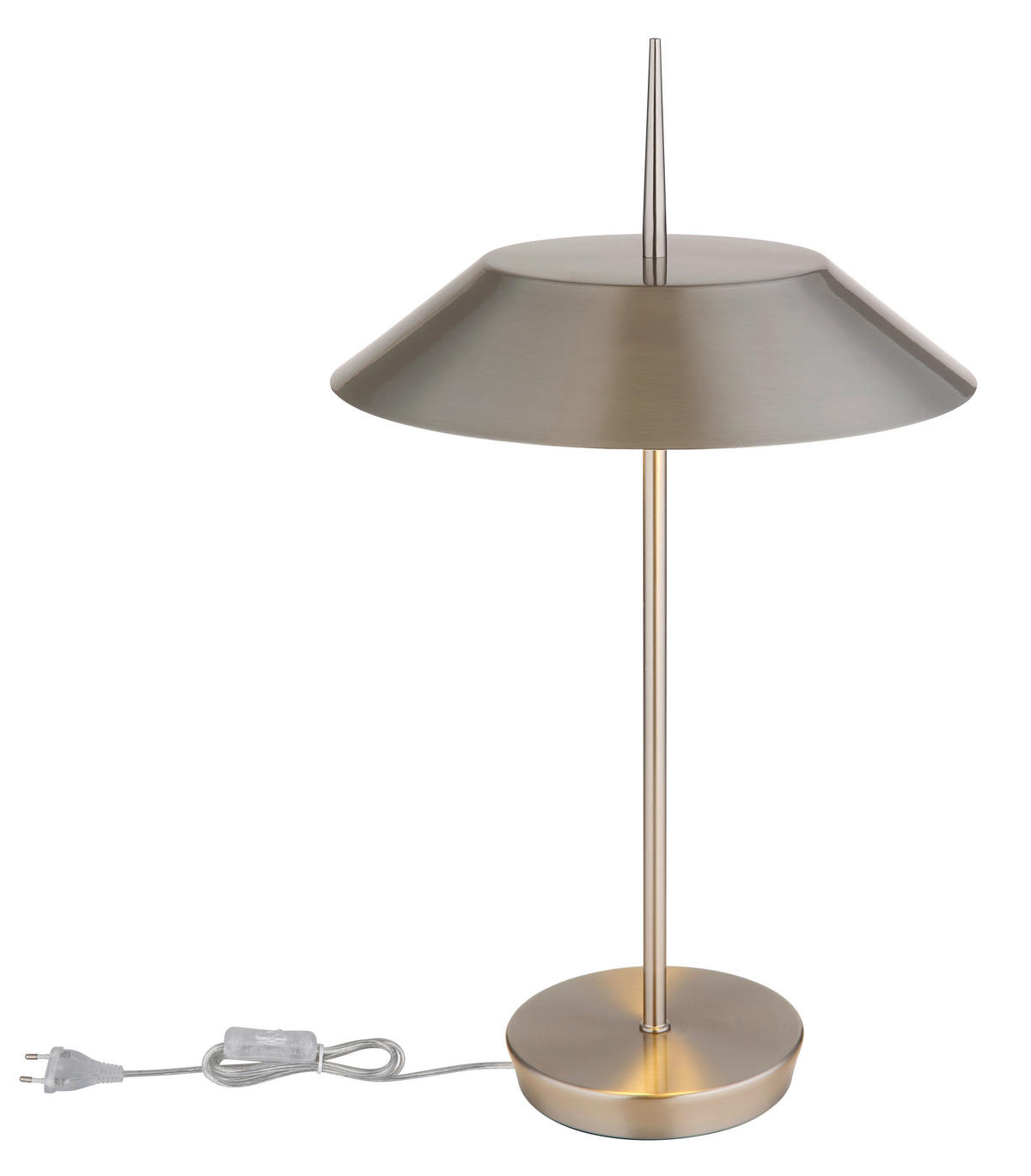 GLOBO Tischleuchte BRENLOR 21032N nickel Textil Metall H/D: ca. 52x30 cm E27 2 Brennstellen BRENLOR - nickel (30,00/52,00cm) - GLOBO