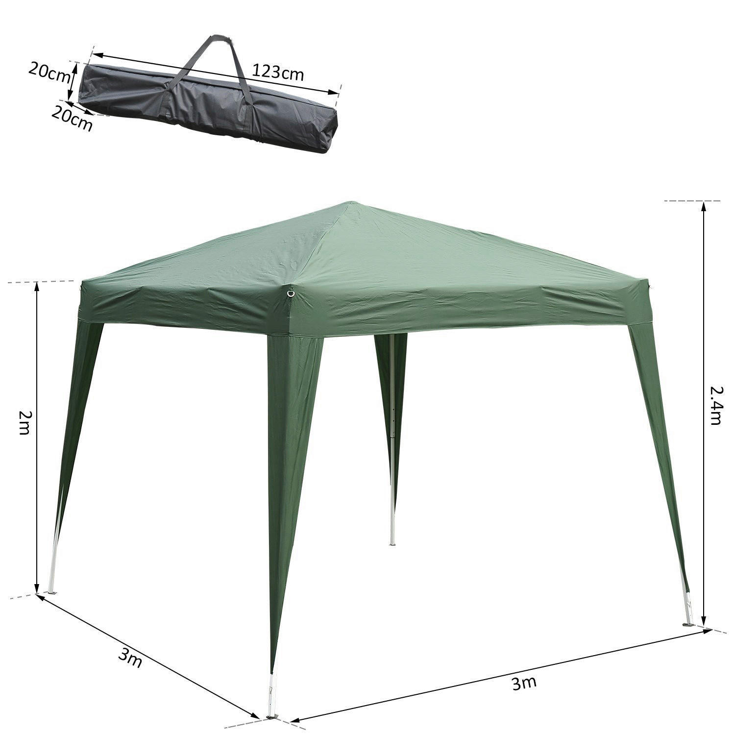 Outsunny Pavillon grün Stahl B/H/L: ca....