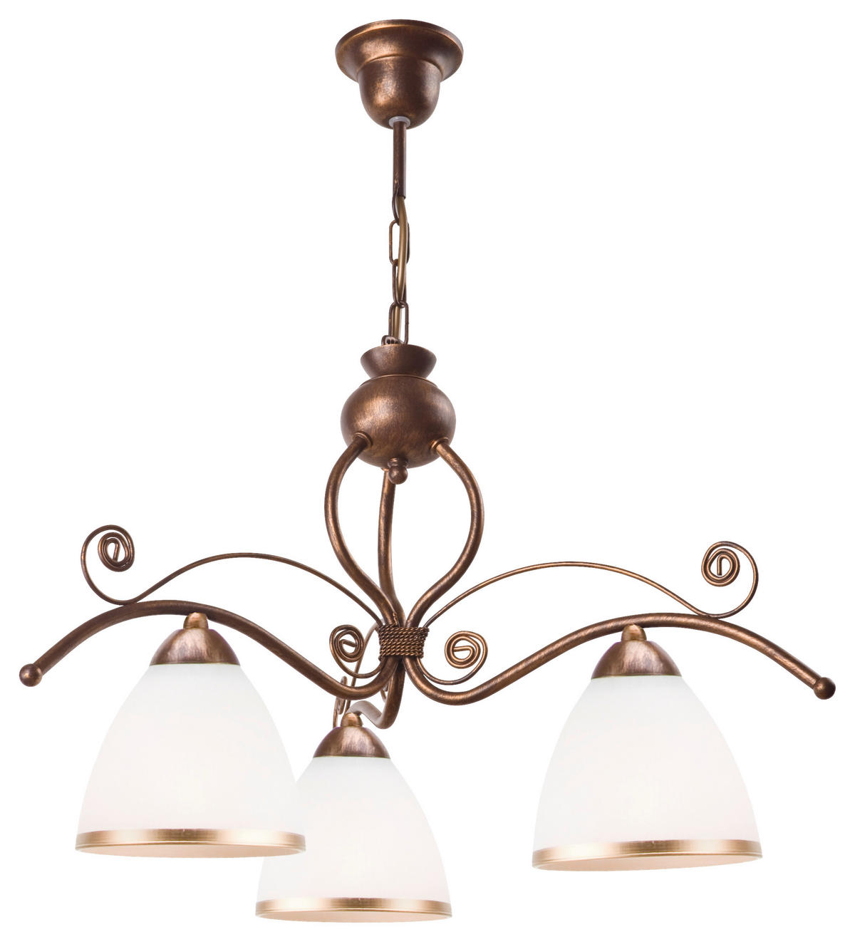 Lamkur Pendelleuchte RETRO II 2903 braun Glas Stahl H/L: ca. 73x41 cm E27 3 Brennstellen Retro II - braun (41,00cm) - Lamkur
