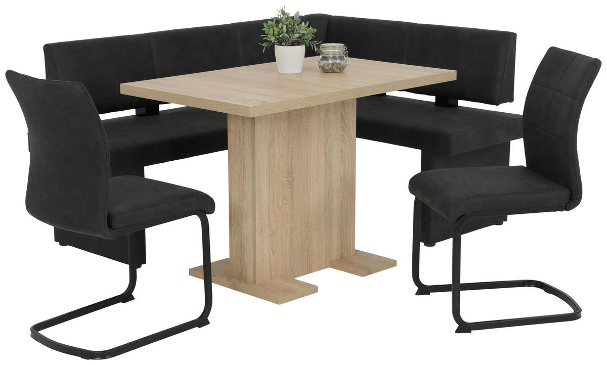 Stuhl 2er Set PIA anthrazit Vintage schwarz Microfaser Metall B/H/T: ca. 42x89x59 cm 2er Set PIA - schwarz/anthrazit (42,00/89,00/59,00cm) - Hela
