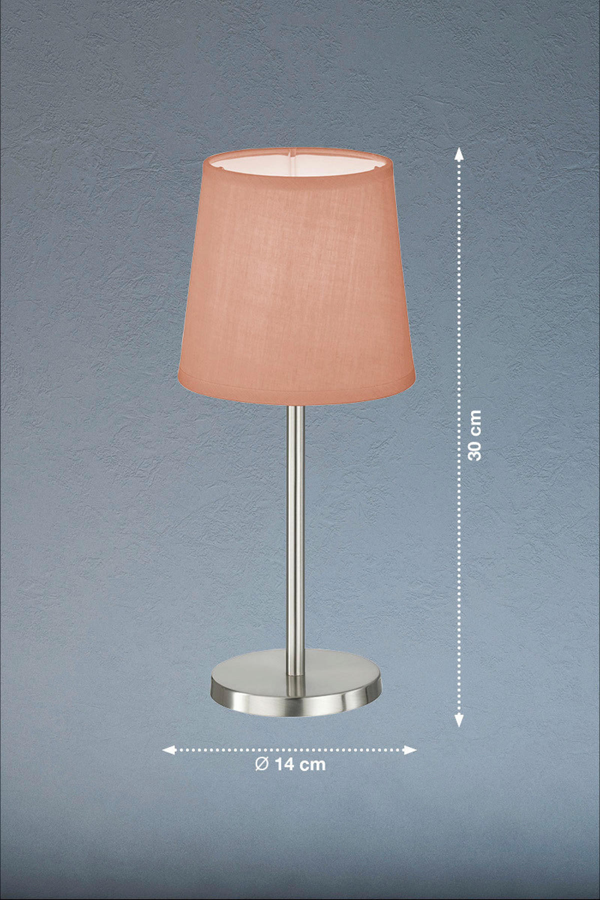 easy! by FHL Tischleuchte 850226 Eve rosa nickel matt Textil Metall H/D: ca. 30x14 cm E14 1 Brennstellen Eve - nickel matt/rosa (14,00/30,00cm) - easy! by FHL