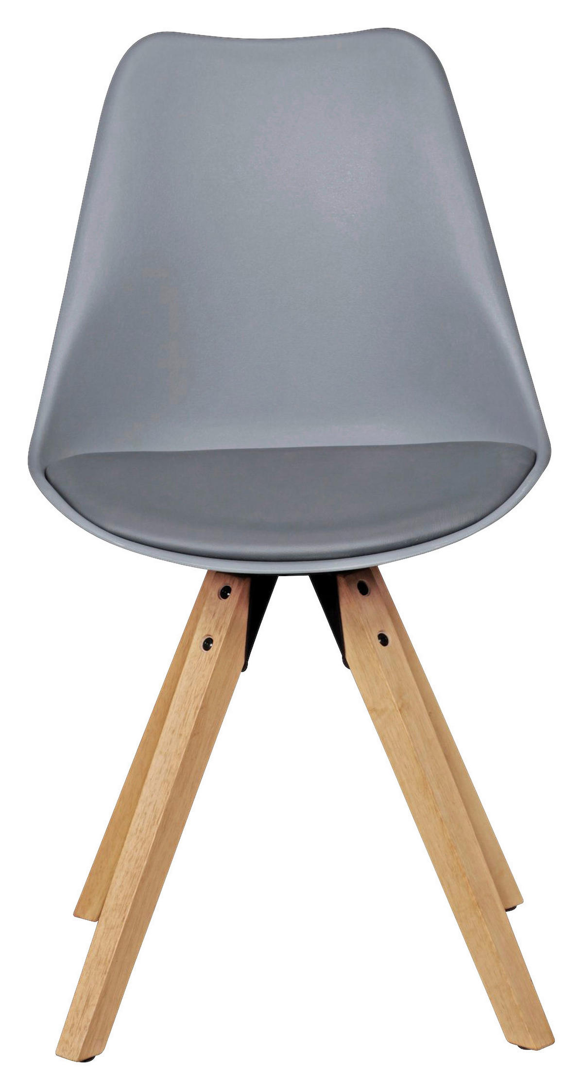 Stuhl 2er-Set grau grau natur Kunststoff Kunstleder Echtholz B/H/T: ca. 49x87x52 cm 2er-Set - natur/grau (49,00/87,00/52,00cm) - Wohnling