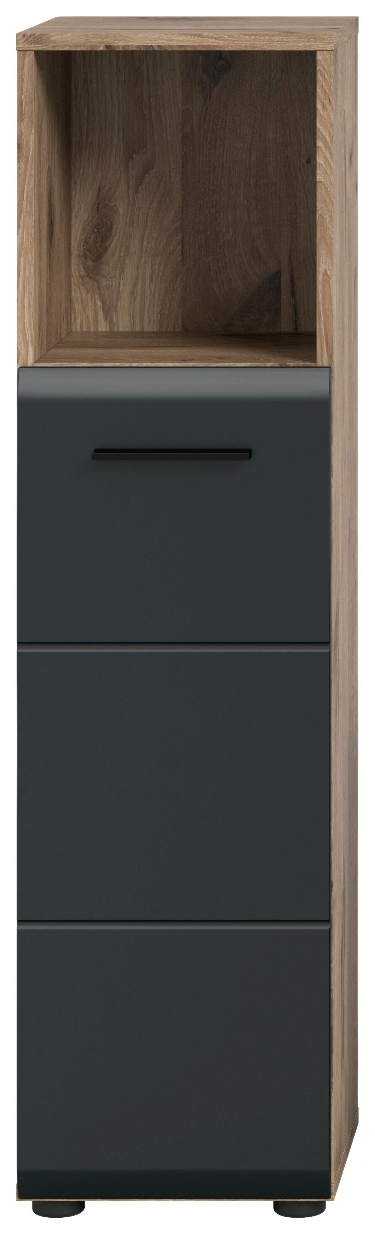 Schrank Ice Nox Oak Nachbildung schwarz matt B/H/T: ca. 30x110x30 cm Ice - schwarz (30,00/110,00/30,00cm) - xonox.home