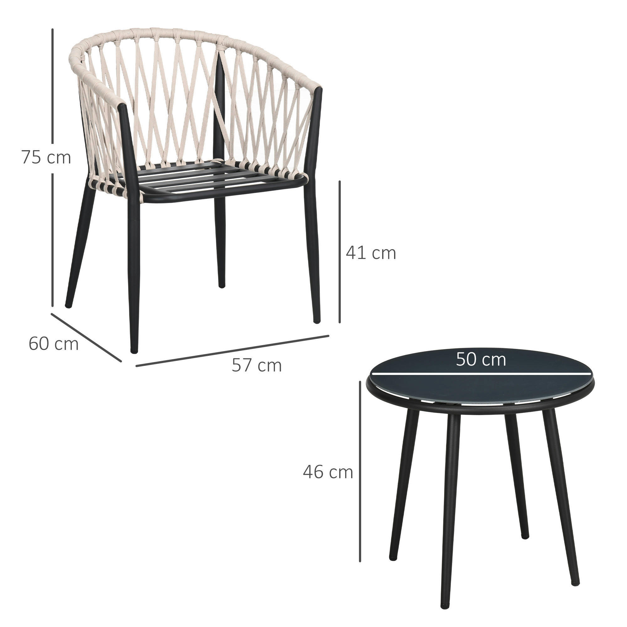 Outsunny Bistroset grau Polyester B/H/L: ca. 60x75x57 cm Bistroset - grau (57,00/60,00/75,00cm) - Outsunny