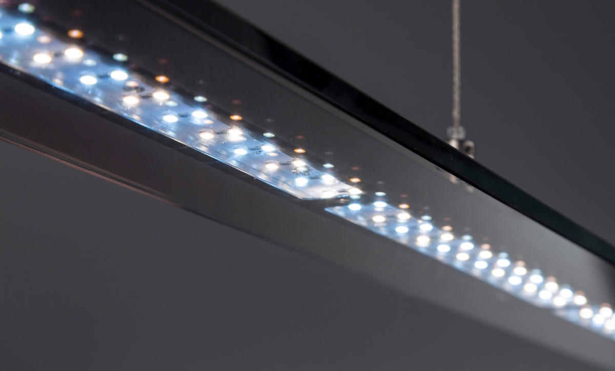 Fischer & Honsel LED-Pendelleuchte 60442 Rauch Chrom schwarz Glas Metall B/H/T: ca. 88x150x9 cm 1.0 Brennstellen Tenso TW - schwarz/Rauch (88,00/150,00/9,00cm) - Fischer & Honsel