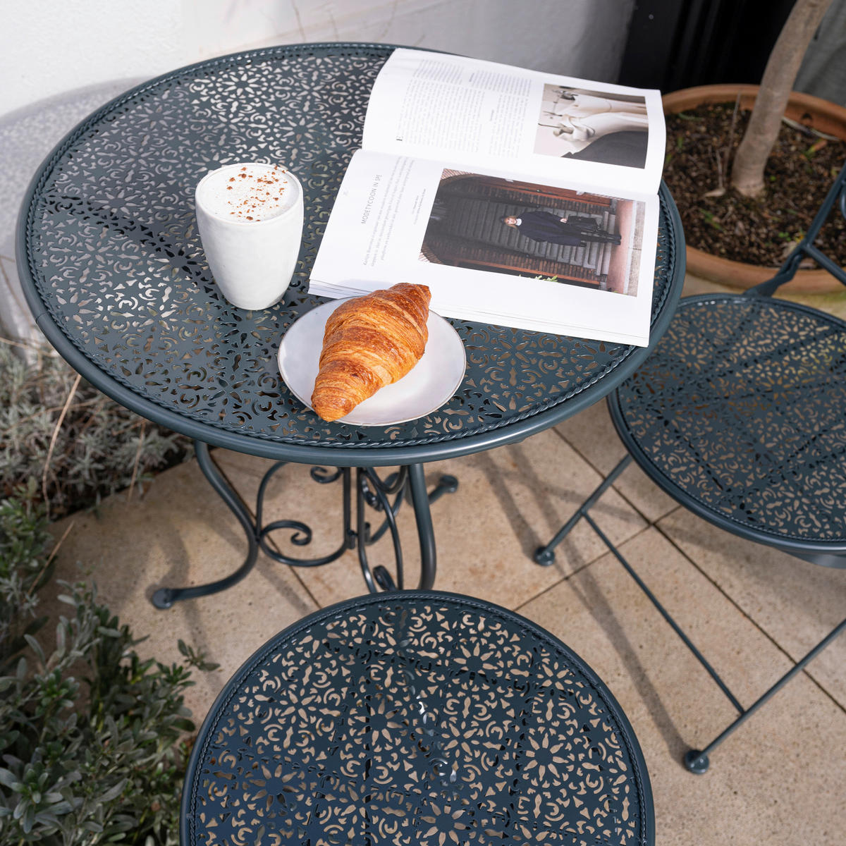 AXI Outdoor Living Bistroset Eloise anthrazit Metall B/H/L: ca. 60x92x60 cm Eloise - anthrazit (60,00/60,00/92,00cm) - AXI Outdoor Living