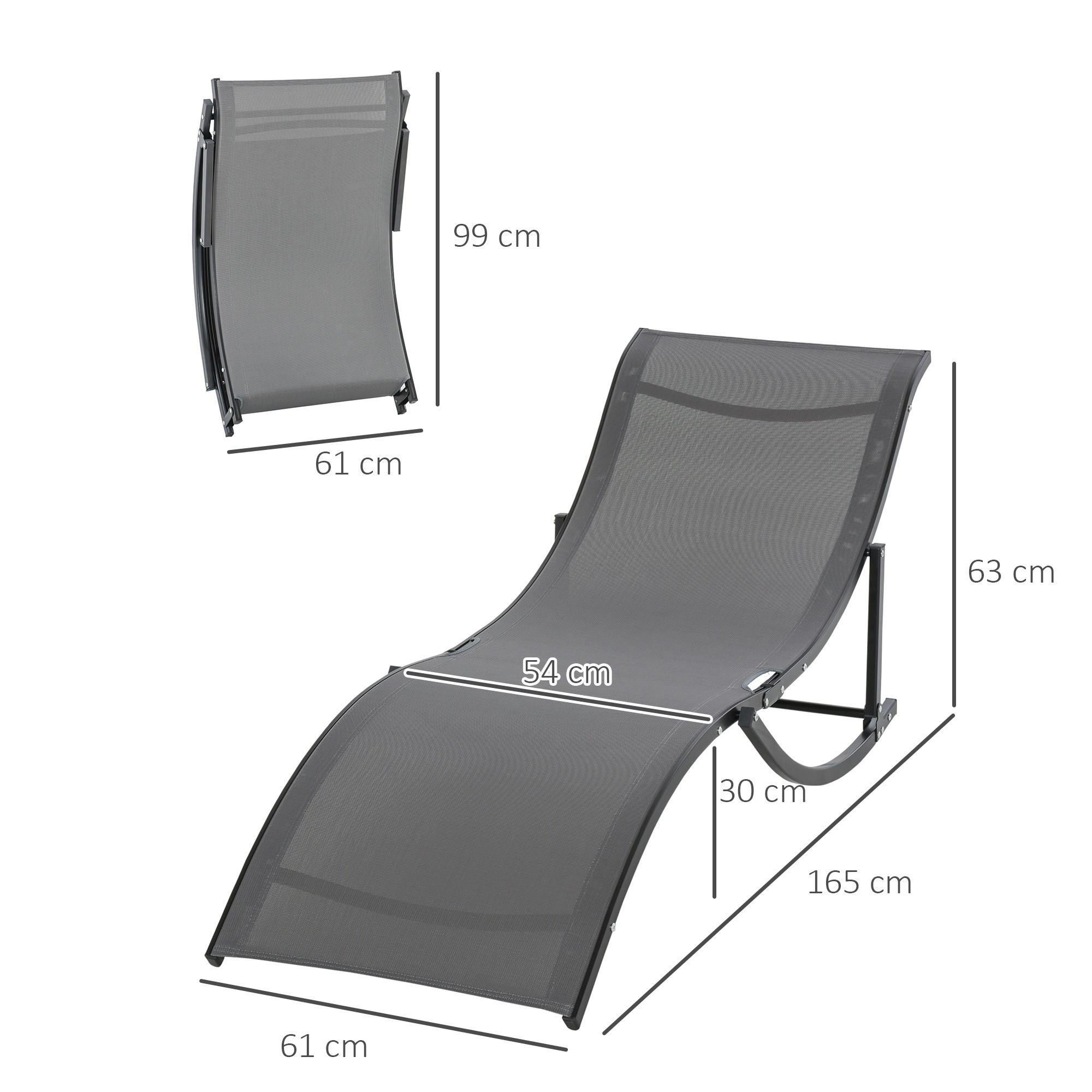 Outsunny Gartenliege 2er Set dunkelgrau Aluminium B/H/L: ca. 61x63x165 cm Gartenliege_2erSet - dunkelgrau (165,00/61,00/63,00cm) - Outsunny