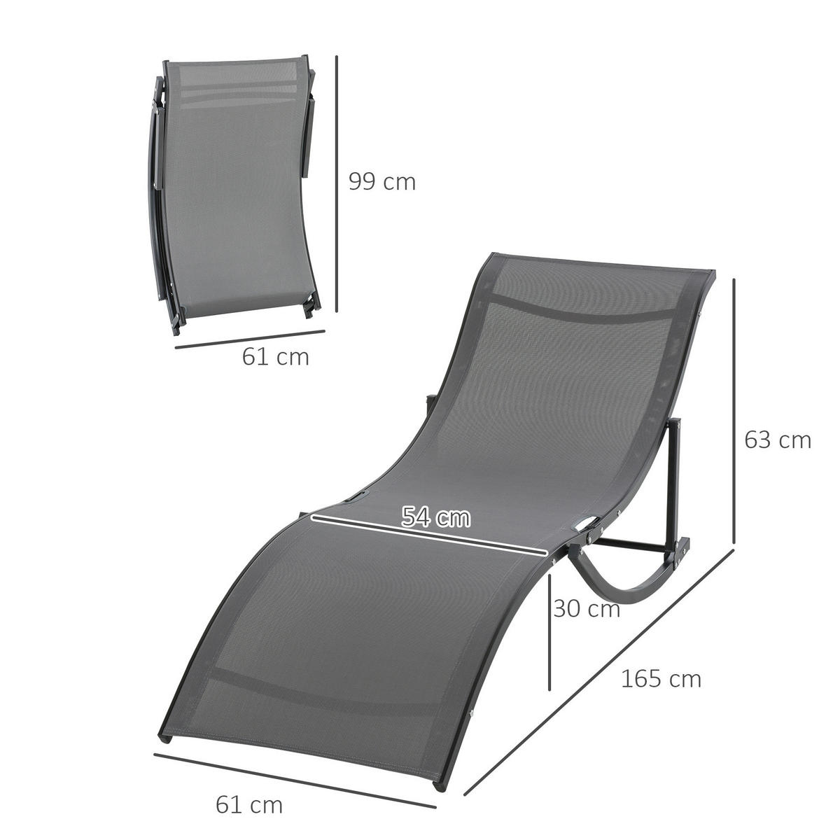 Outsunny Gartenliege 2er Set dunkelgrau Aluminium B/H/L: ca. 61x63x165 cm Gartenliege_2erSet - dunkelgrau (165,00/61,00/63,00cm) - Outsunny