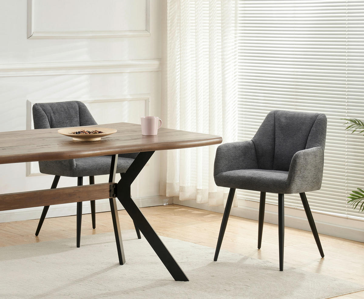 Stuhl BELLA, 2er Set anthrazit schwarz B/H/T: ca. 55x82x62 cm BELLA, 2er Set - schwarz/anthrazit (55,00/82,00/62,00cm) - xonox.home