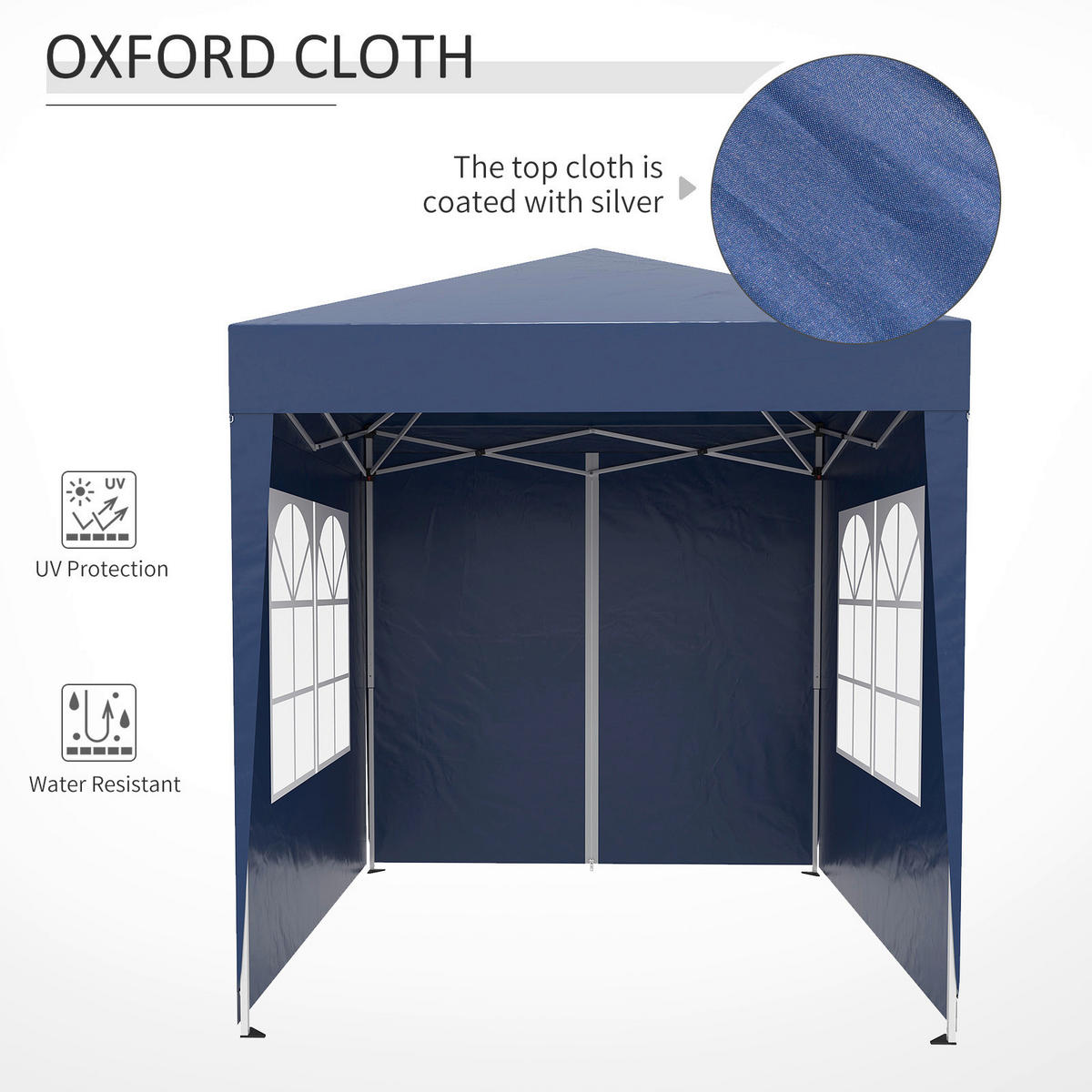 Outsunny Faltpavillon blau Stoff B/H/L: ca. 200x240x200 cm Faltpavillon - blau (200,00/200,00/240,00cm) - Outsunny