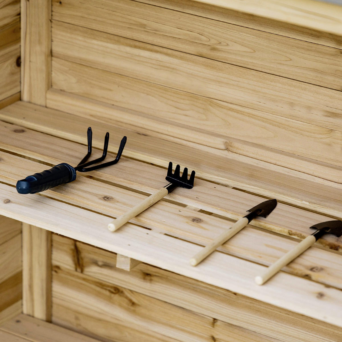 Outsunny Gartenschrank natur Holz B/H/T: ca. 83x92x40 cm Gartenschrank - natur (83,00/92,00/40,00cm) - Outsunny