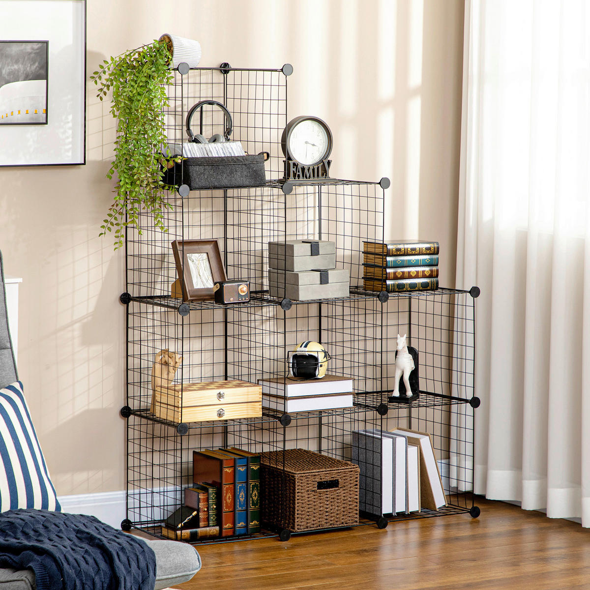 HOMCOM Regal schwarz Kunststoff B/H/L: ca. 35x35x35 cm Regalsystem - schwarz (35,00/35,00/35,00cm) - HOMCOM