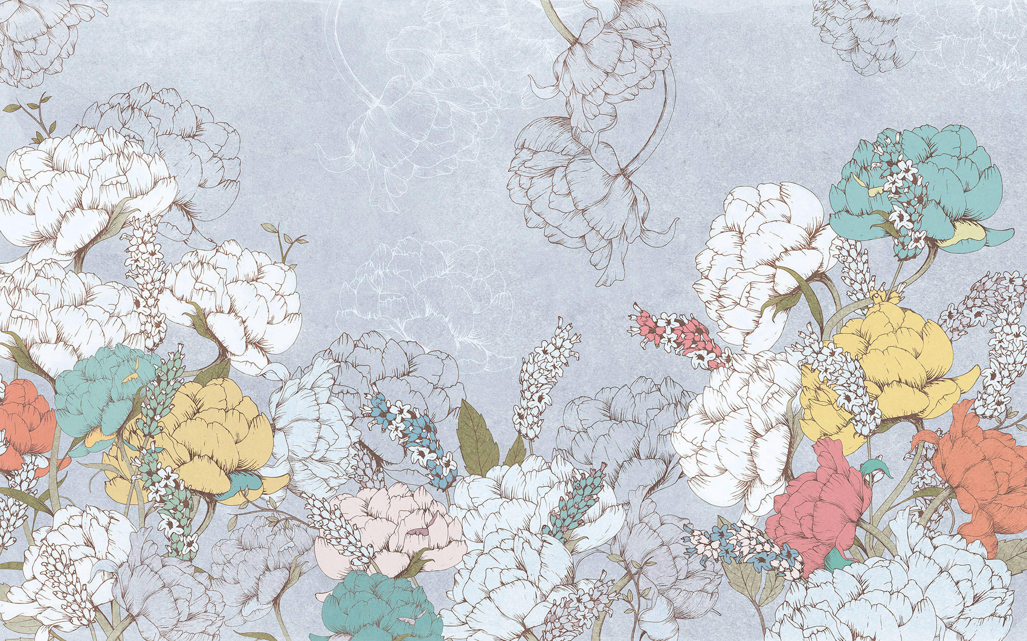 Komar Fototapete Planting Peonies B/L: ca. 400x250 cm Planting Peonies - (400,00/250,00cm) - Komar