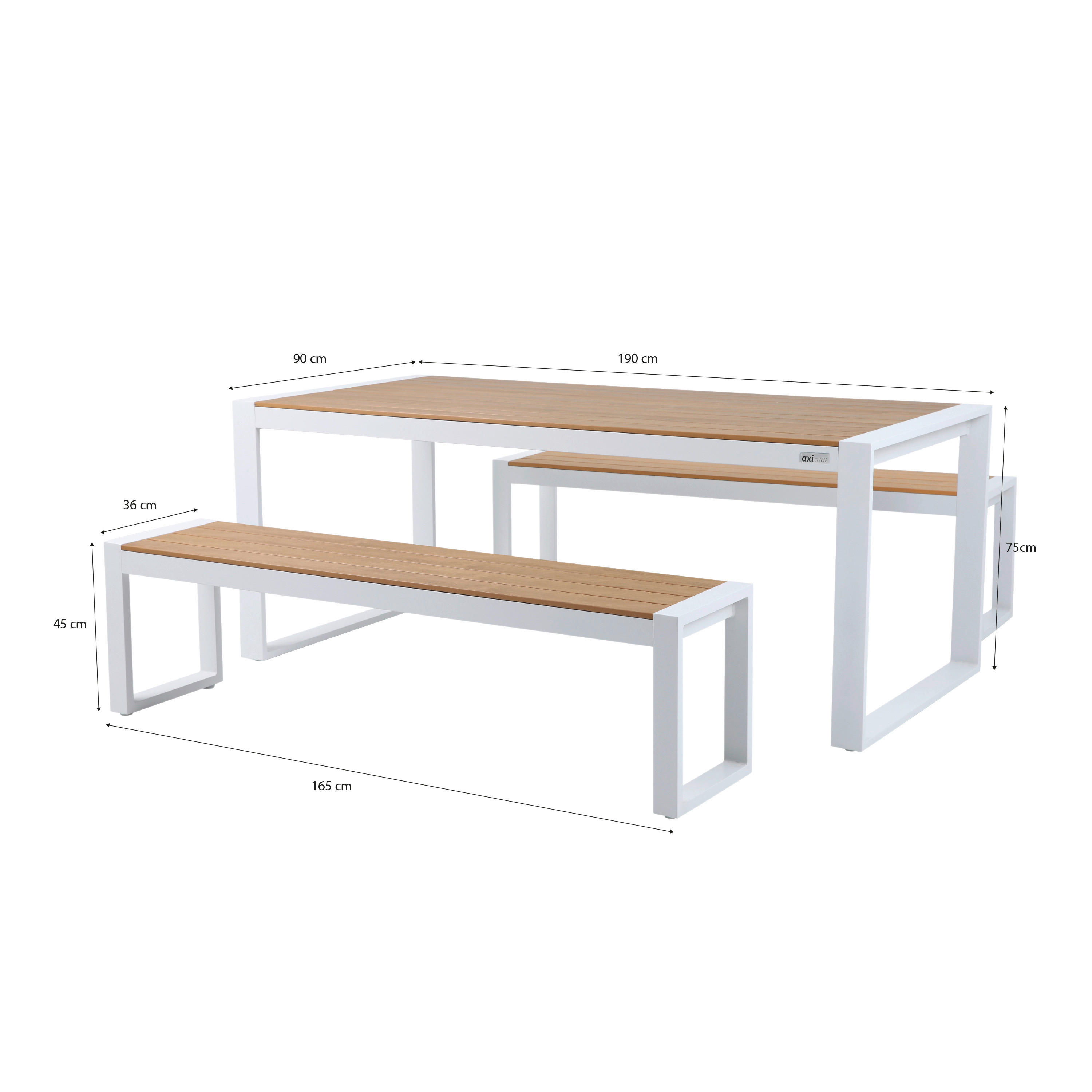 AXI Outdoor Living Gartenset Tony braun Kunststoff B/H/L: ca. 90x75x190 cm Tony - braun/weiß (190,00/90,00/75,00cm) - AXI Outdoor Living