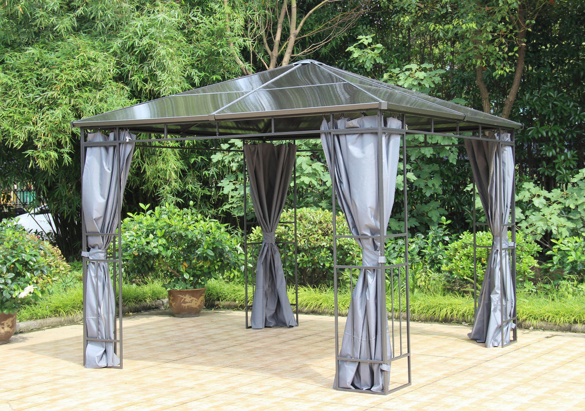 Grasekamp Hardtop-Pavillon Limone schwarz Stahl B/H/L: ca. 300x280x300 cm Limone - braun/schwarz (300,00/300,00/280,00cm) - Grasekamp