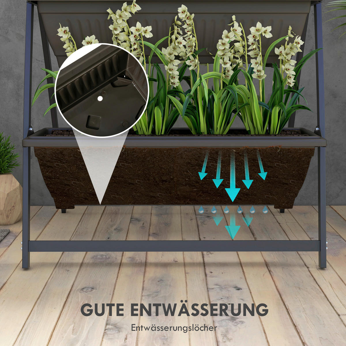 Outsunny Pflanzenständer braun Edelstahl B/H/L: ca. 79x76x162 cm Pflanzenständer - braun (162,00/79,00/76,00cm) - Outsunny