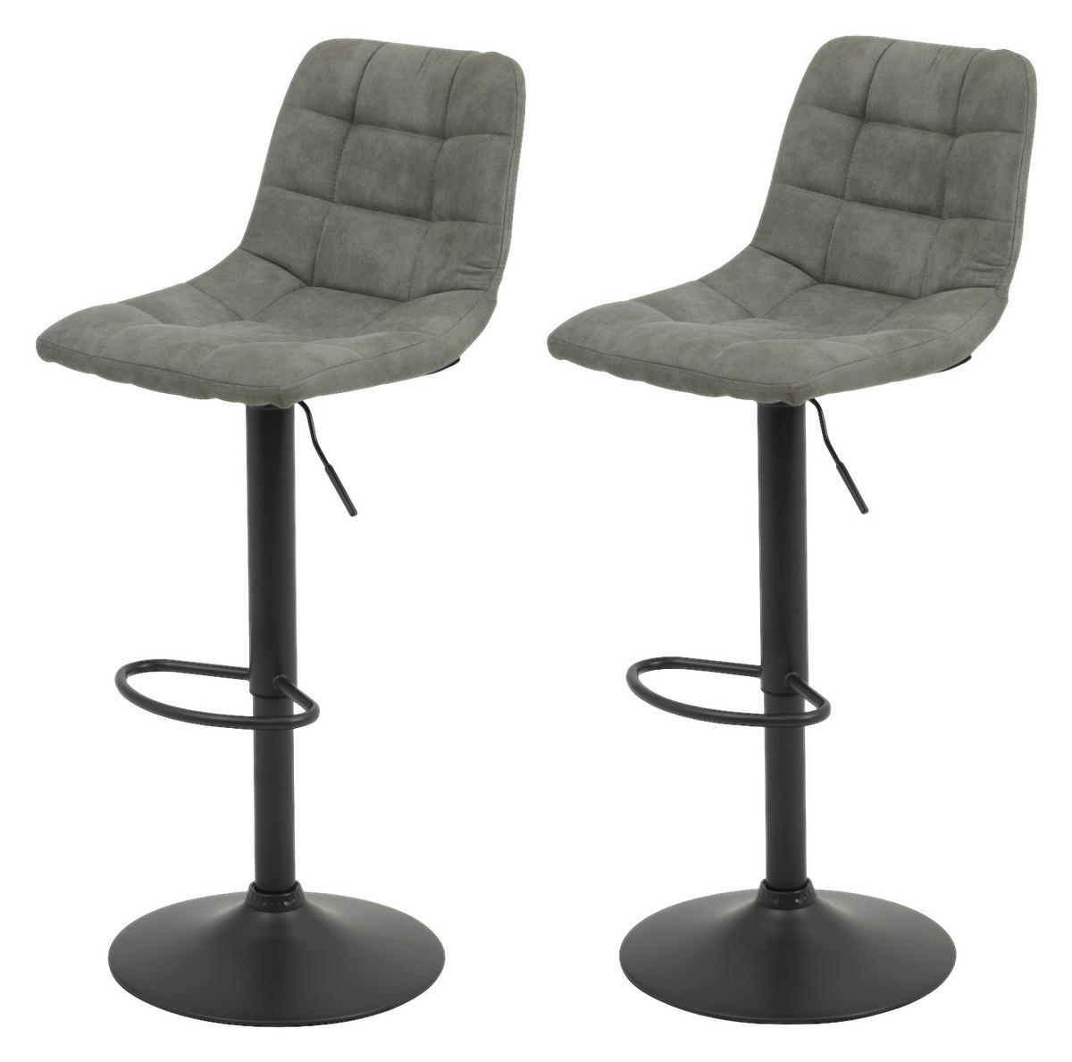 Barhocker Yvonne 2er Set grau Vintage Microfaser B/H/T: ca. 43x113x44 cm Yvonne 2er Set - grau (43,00/113,00/44,00cm) - Hela