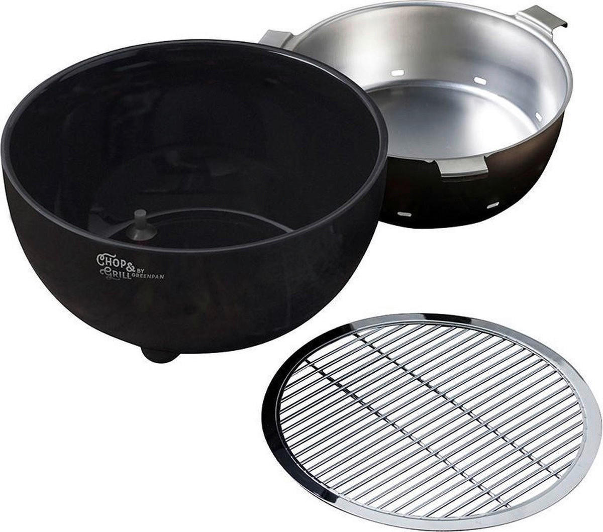 Holzkohle Tischgrill schwarz Edelstahl Keramik B/H/L: ca. 41x16x7 cm Tischgrill_Holzkohle_GreenPan - schwarz/silber (7,00/41,00/16,00cm)