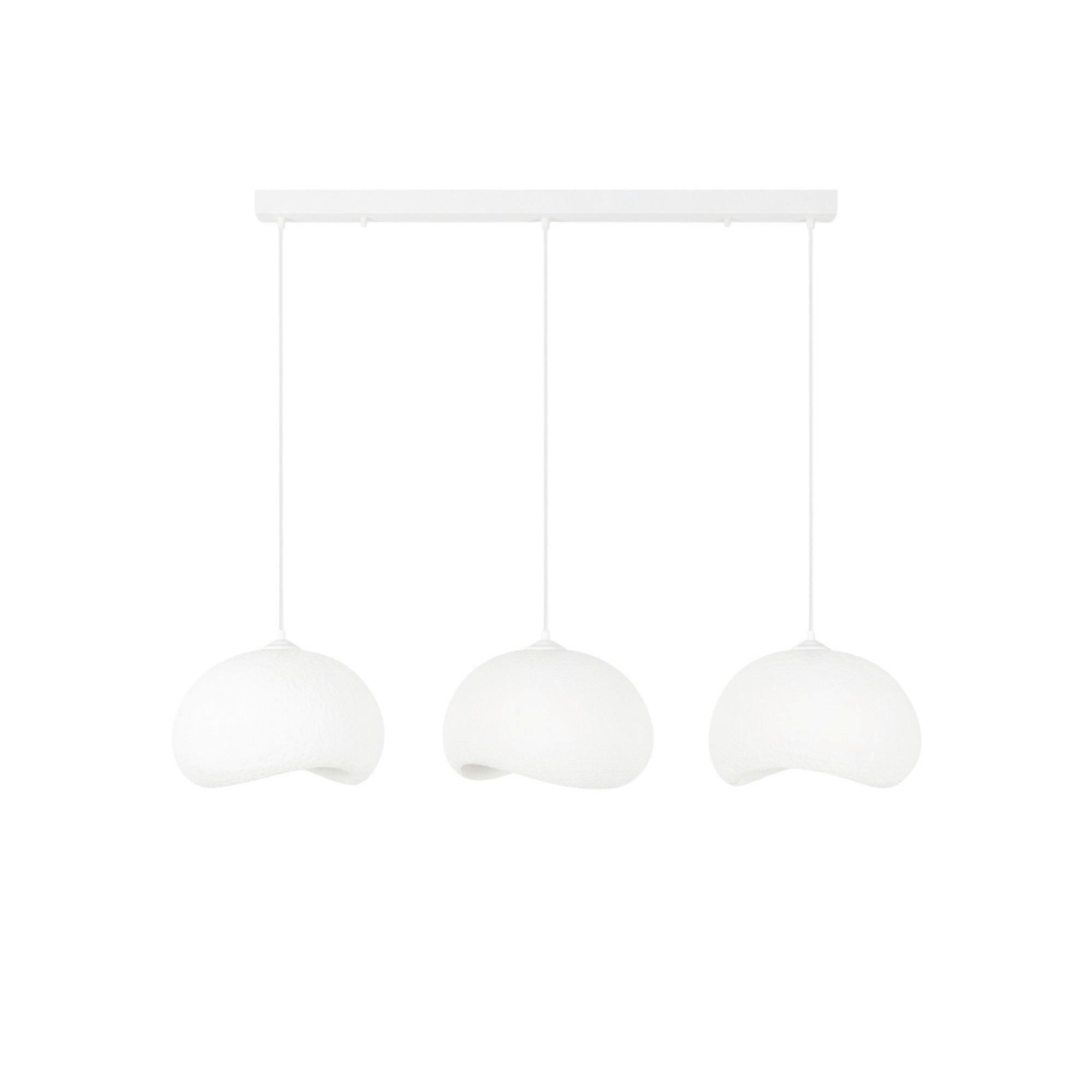 Opviq Pendelleuchte weiß Metall Polyester-Mischgewebe B/H/L: ca. 29x120x34 cm E27 3 Brennstellen Yontu - 15853 - A - weiß (34,00/29,00/120,00cm) - Opviq