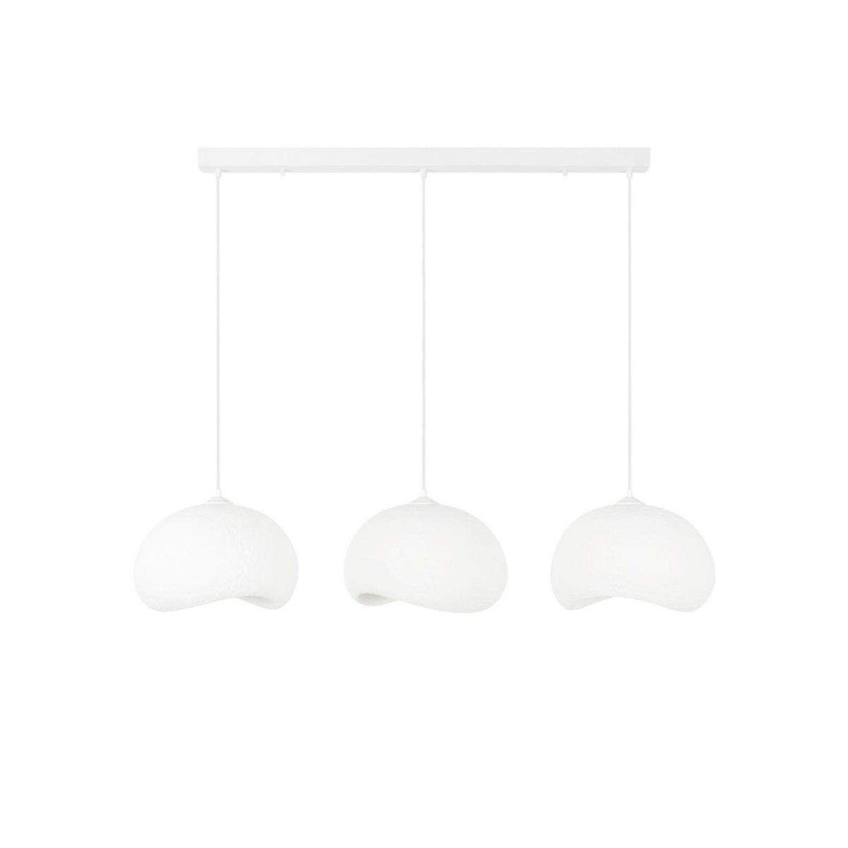 Opviq Pendelleuchte weiß Metall Polyester-Mischgewebe B/H/L: ca. 29x120x34 cm E27 3 Brennstellen Yontu - 15853 - A - weiß (34,00/29,00/120,00cm) - Opviq