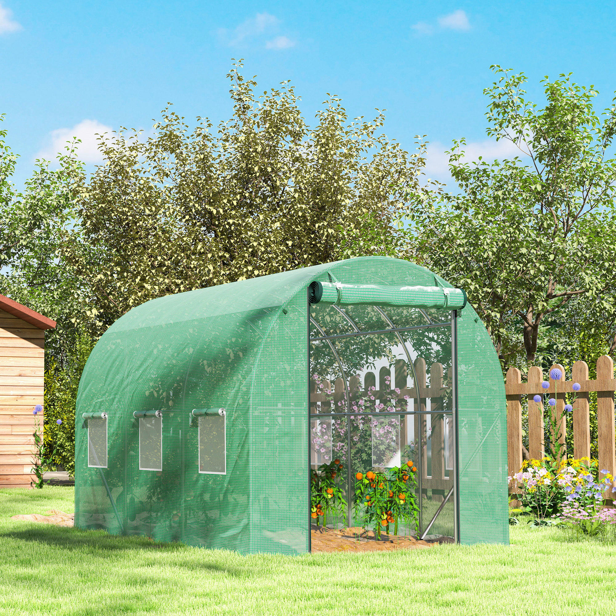 Outsunny Folientunnel B/H/L: ca. 200x195x300 cm Folientunnel - grün (300,00/200,00/195,00cm) - Outsunny