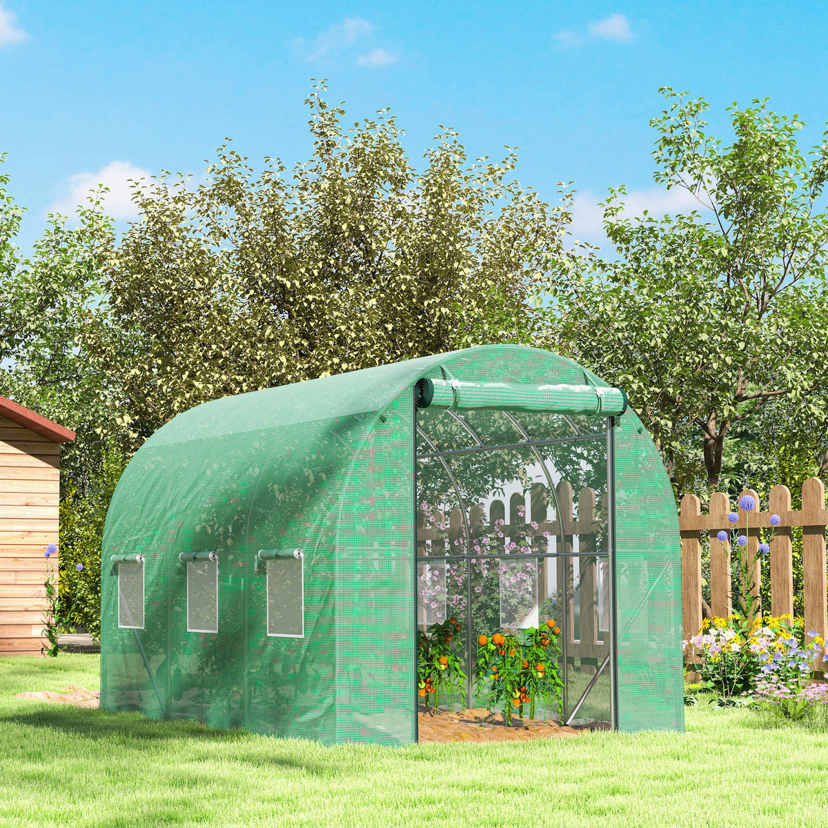 Outsunny Folientunnel B/H/L: ca. 200x195x300 cm Folientunnel - grün (300,00/200,00/195,00cm) - Outsunny
