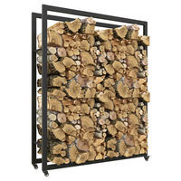Outsunny Kaminholzregal schwarz B/H/L: ca. 32x151x120 cm Kaminholzregal - schwarz (120,00/32,00/151,00cm) - Outsunny