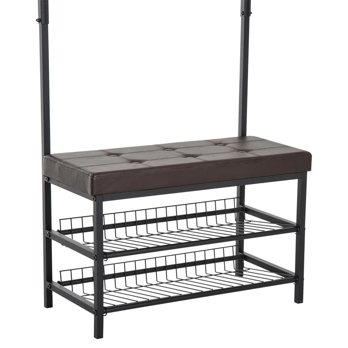 HOMCOM Garderobe schwarz Polypropylen B/H/L: ca. 35x725x180 cm Garderobenmodul - braun/schwarz (180,00/35,00/725,00cm) - HOMCOM