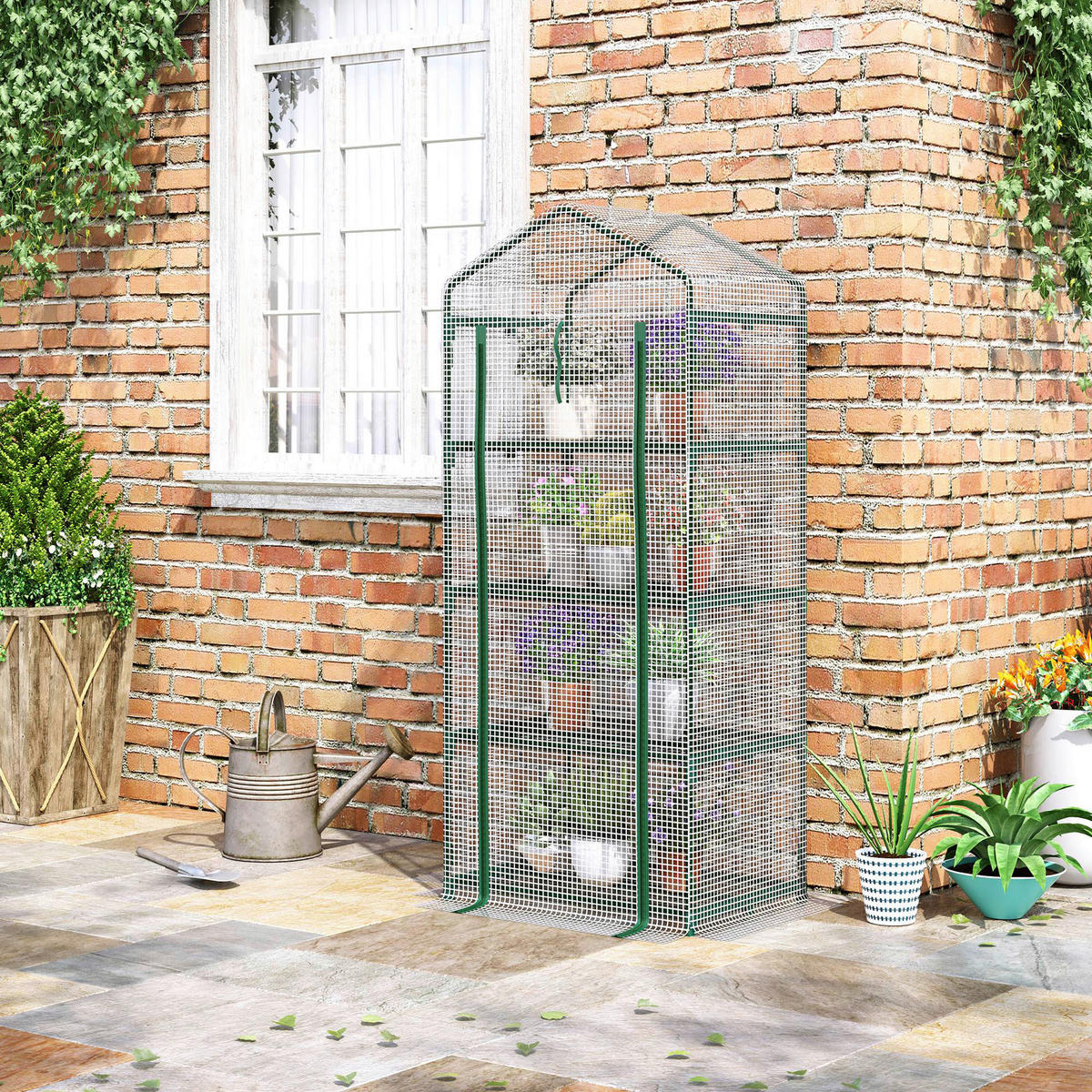 Outsunny Mini-Gewächshaus B/H/L: ca. 50x160x70 cm Mini-Gewächshaus - weiß (70,00/50,00/160,00cm) - Outsunny