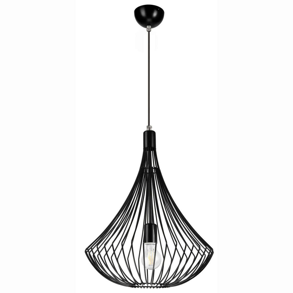 Lamkur Pendelleuchte BALERINA 29627 schwarz Stahl H/L: ca. 90x38 cm E27 1 Brennstellen Balerina - schwarz (38,00cm) - Lamkur