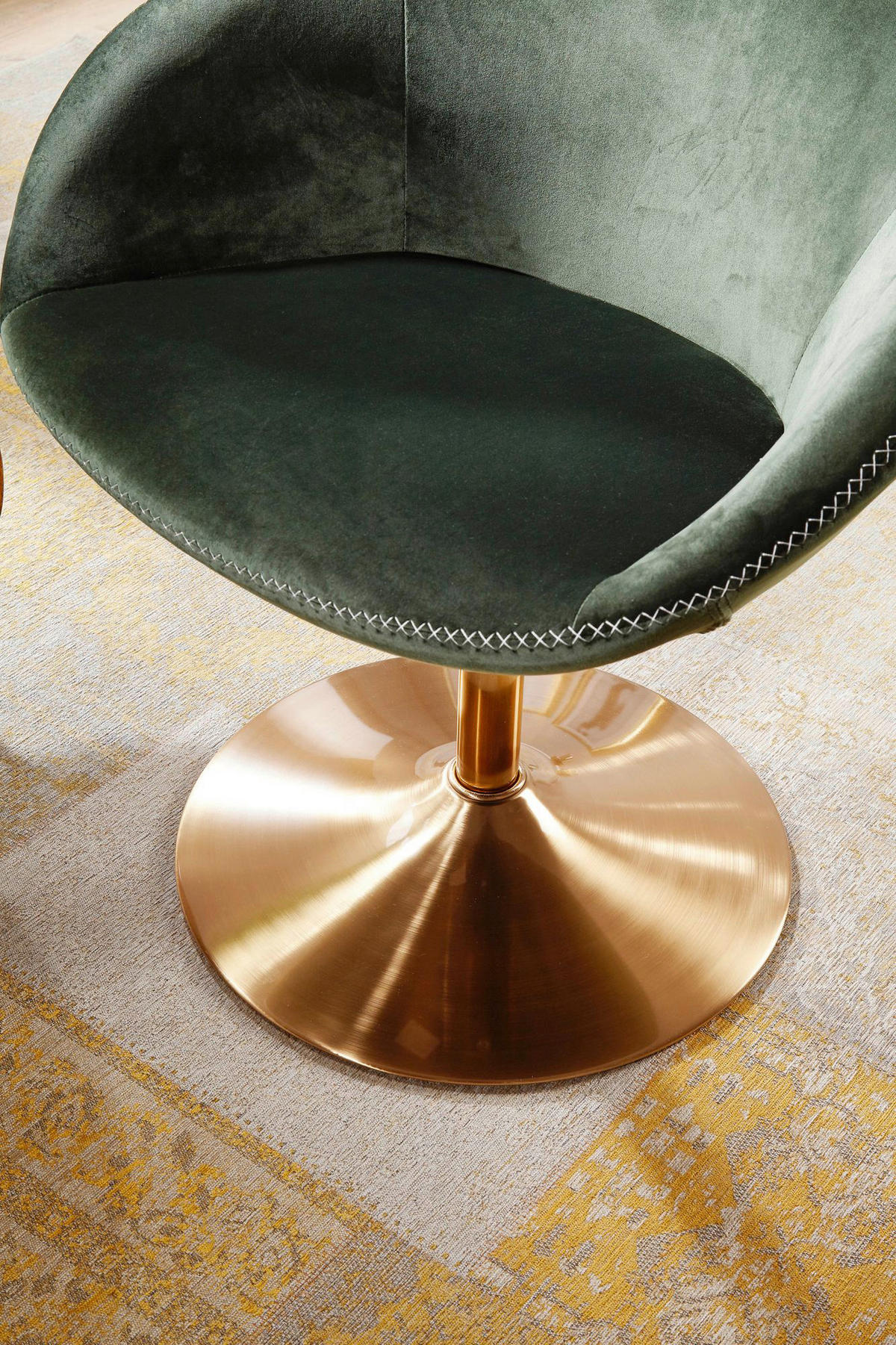 Wohnling Sessel grün gold Stoff Eisen B/H/T: ca. 70x79x70 cm Loungesessel - gold/grün (70,00/79,00/70,00cm) - Wohnling