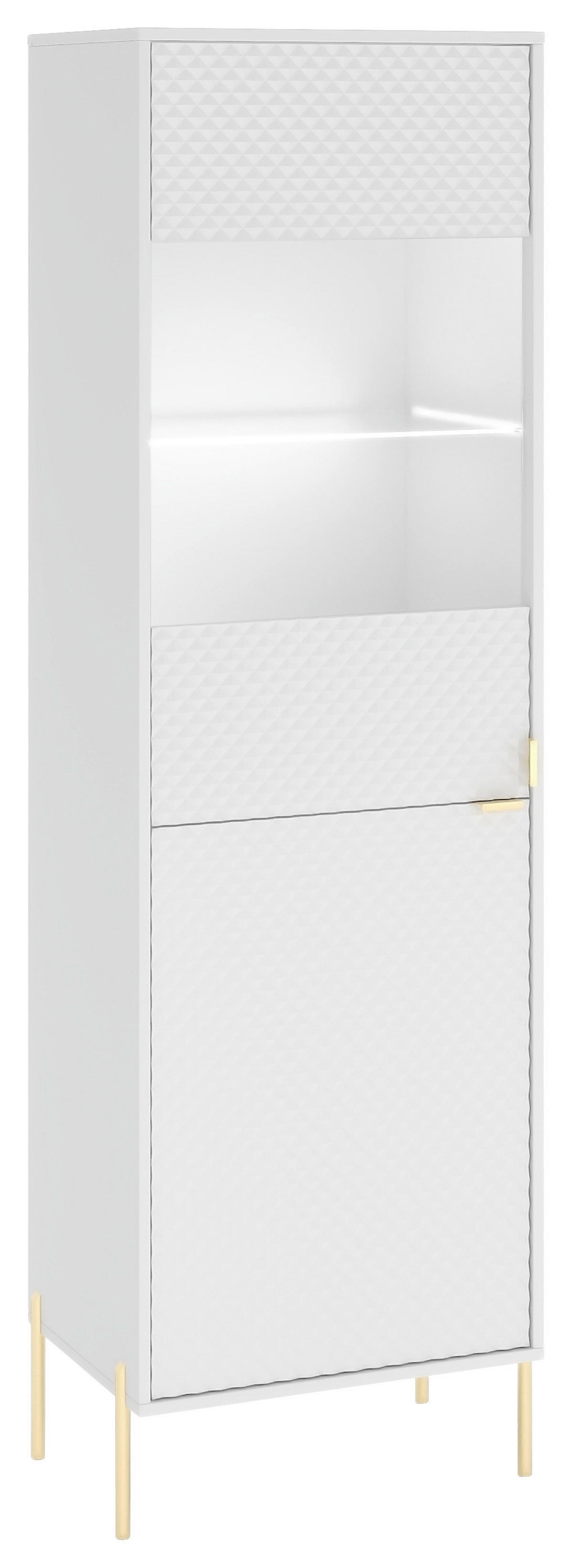 Vitrine VITRINE DIAMOND DI4 LED weiß weiß glänzend Nachbildung B/H/T: ca. 53,7x190x42 cm VITRINE DIAMOND DI4 LED - weiß (53,70/190,00/42,00cm) - WIPMEB