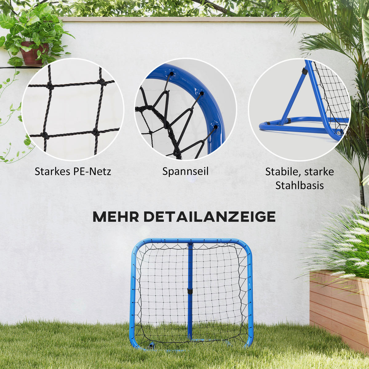 HOMCOM Fußball Rebounder blau Metall B/H/L: ca. 84x75x78 cm Fußball_Rebounder - blau (78,00/84,00/75,00cm) - HOMCOM